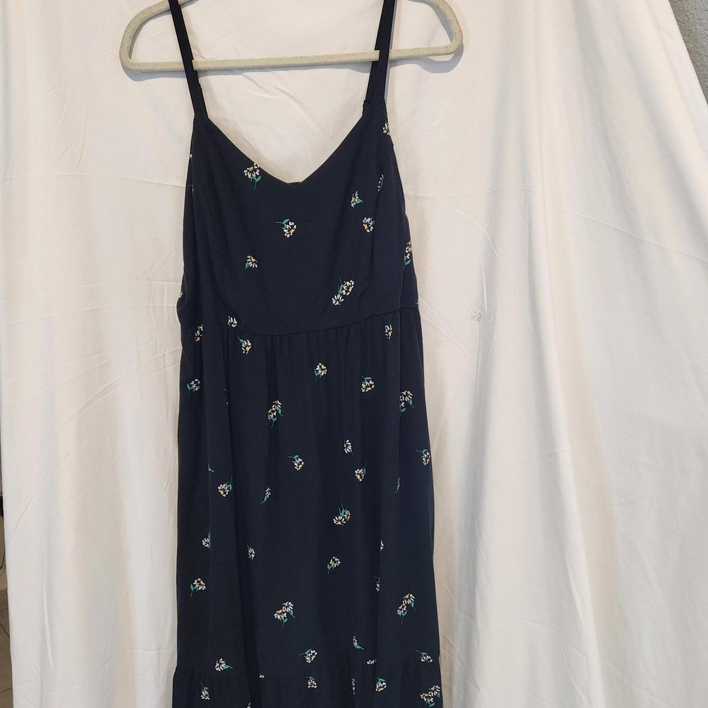 Old Navy navy black floral midi dress wi